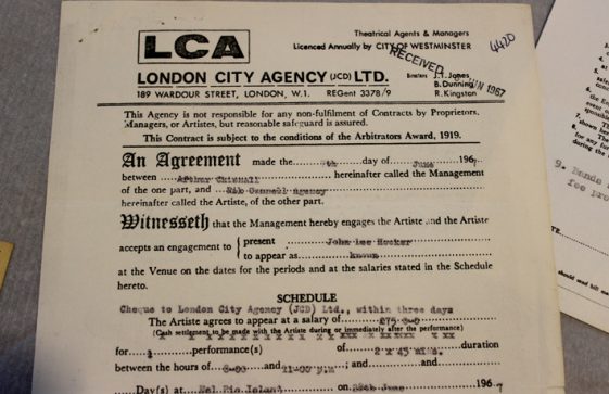 Contract for John Lee Hooker